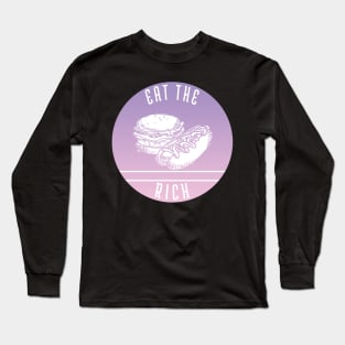 Eat The Rich Retro Cook Out Art Words Inside Purple Pink Summer Long Sleeve T-Shirt